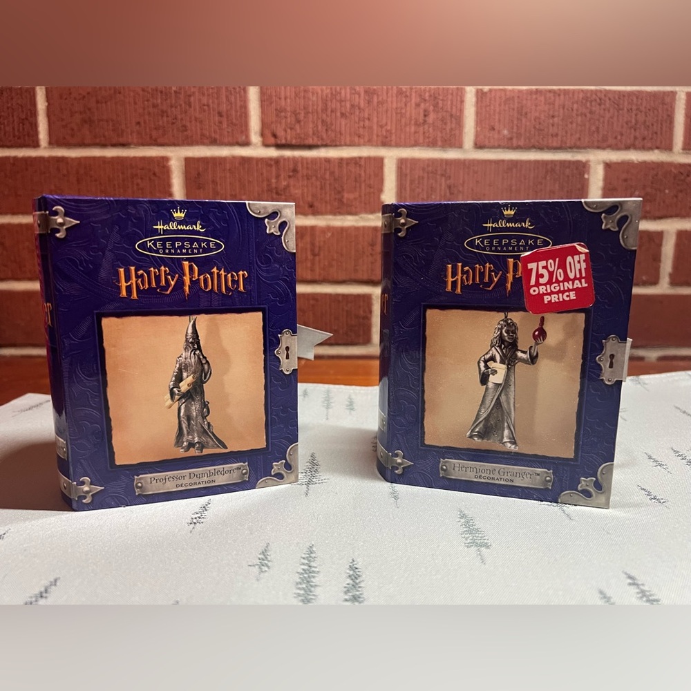 Hallmark Keepsake Harry Potter Dumbledore and Hermione Pewter Ornaments-NIB